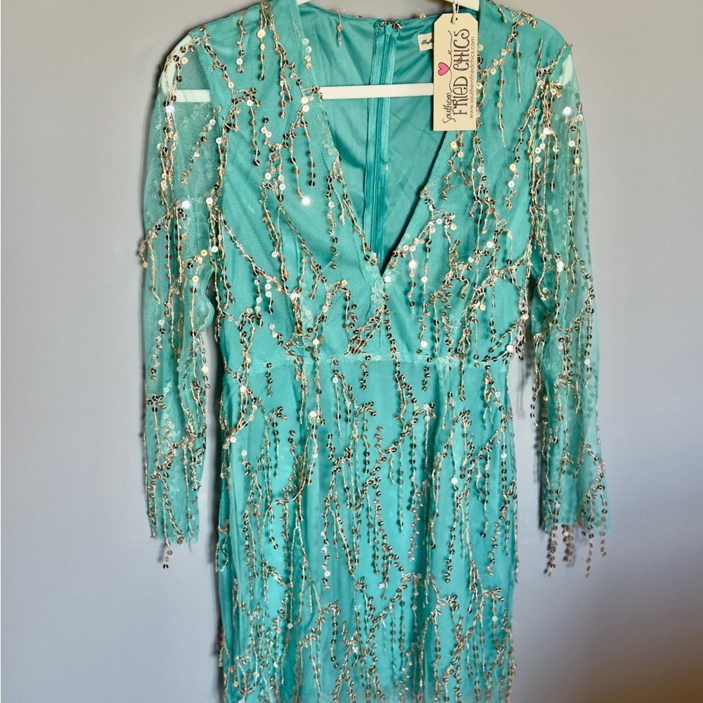 Teal Sequin Dress